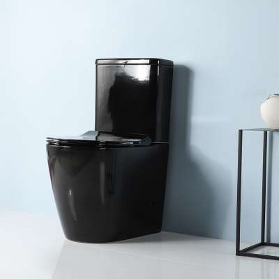 Ceramic Flush One Piece Toilet Glossy Black Bathroom Sink Toilet MJ2807