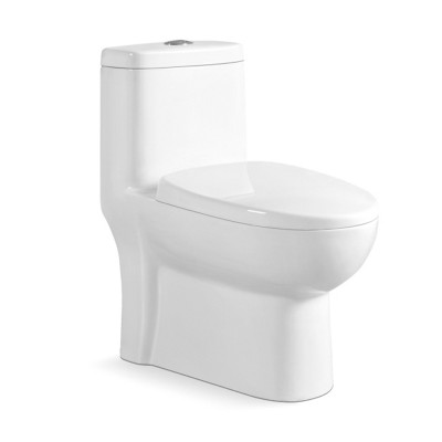 Ceramic Material Pure White Color S-Trap Floor Mounted One-Piece Toilet MJ-3114