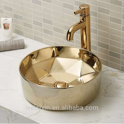 Ceramic bathroom sink golden art basin A460B