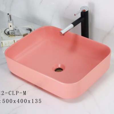 bathroom wash bowl Matt color countertop pink art washing hand sink A422CLP-M