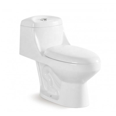 Chaozhou Modern Bathroom White  Floor Mounted P-Trap One-Piece Ceramic Wc Toilet Bowl Sanitary